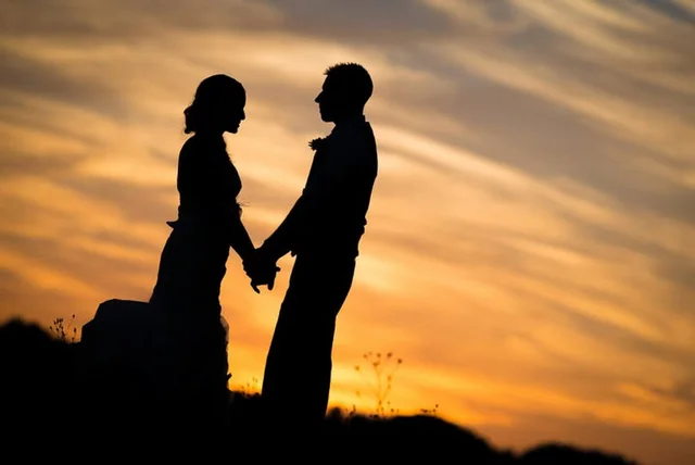 S&J Photo wedding clients at sunset